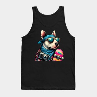 Funny Bull Terrier with Sunglasses Tank Top
